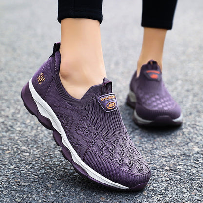 Damen Sneaker Atmungsaktiv Bequem Laufsohle Slip-On - BerlinGlamour