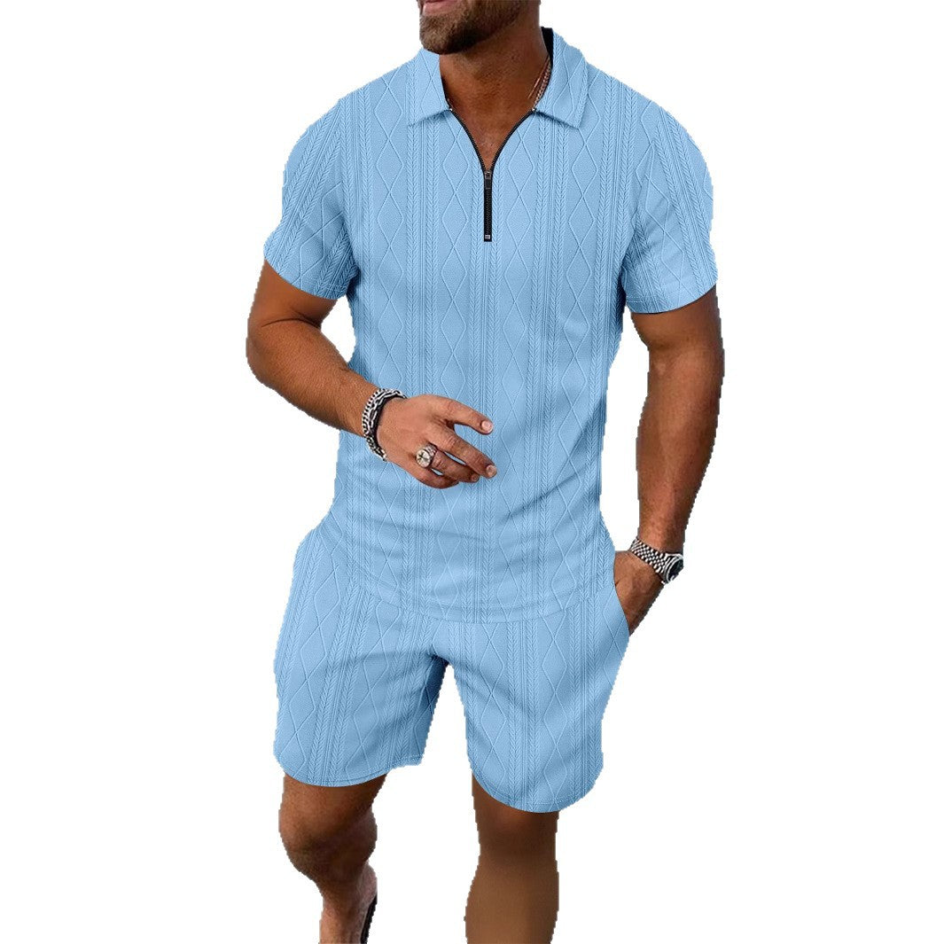 Herren Freizeit-Set Modern mit Kurz-Reißverschluss Trendsport