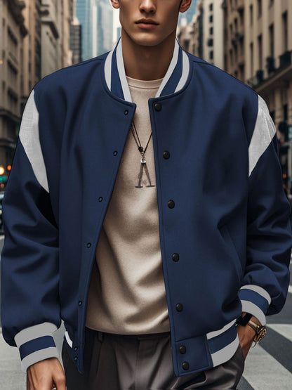 Herren Collegejacke Freizeitjacke mit Kontrastärmeln Modern