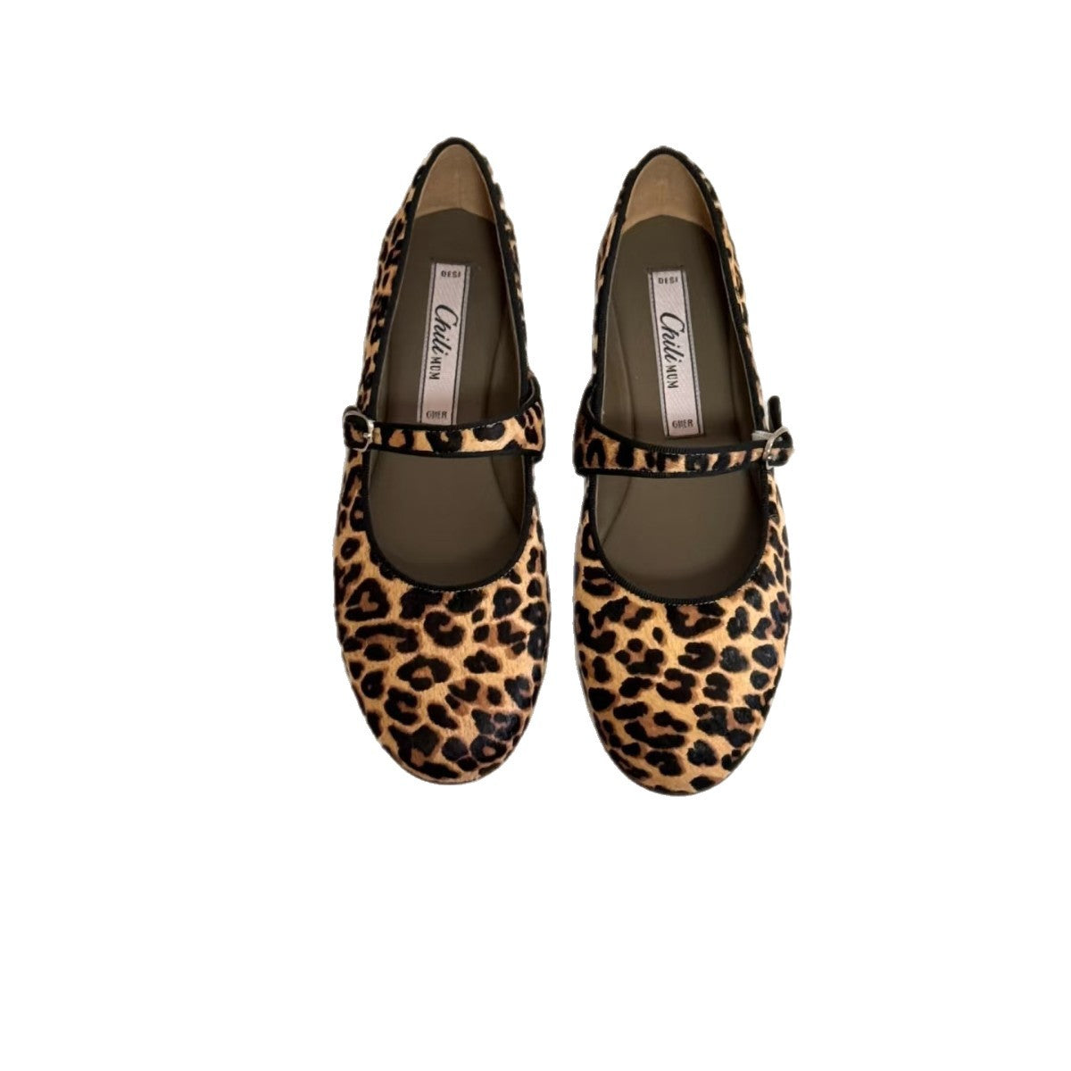 Damen Ballerinas Leopardenmuster Elegant Schnürsenkel