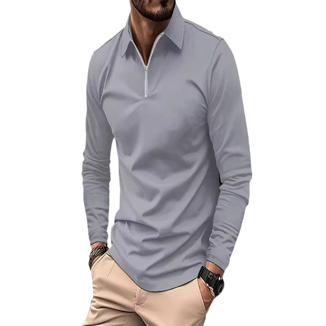Herren Langarmshirt Modern Reißverschluss Kragen