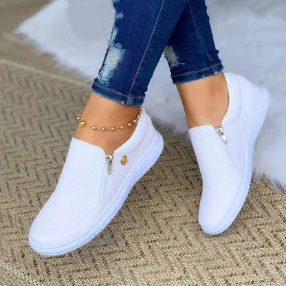 Damen Sneaker Atmungsaktiv Mesh Elegant Reißverschluss