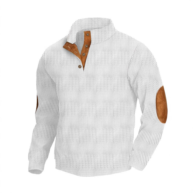 Herren Pullover Modern Leder Details Strukturiert