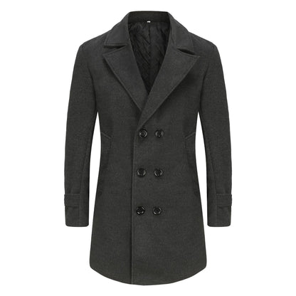 Herren Übercoat Eleganter Doppelreihenmantel Lang Berlin