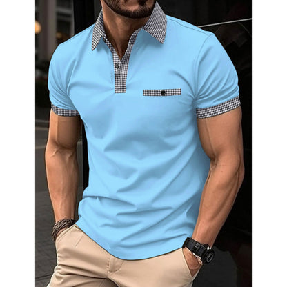 Herren Polohemd Modern Karo Muster Slim Fit