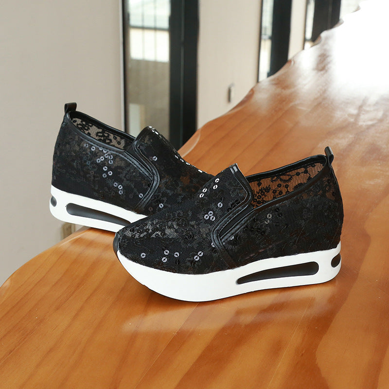Damen Sneaker Spitze Elegant Bequem Schuhe