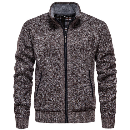 Herren Strickjacke Modern mit hohem Kragen und Taschen