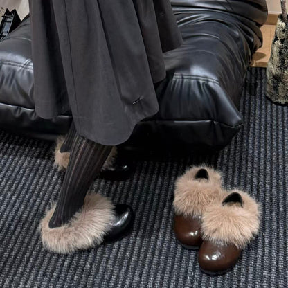 Damen Clogs Warm Fellkragen Rutschfest Winter