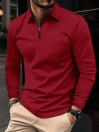 Herren Langarmshirt Modern Stehkragen Reißverschluss Style