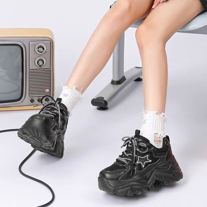 Damen Sneaker Chunky Schuhe mit Sternen Design Comfort