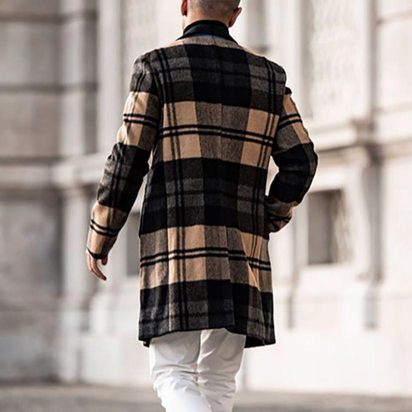 Herren Mantel Eleganter Karo Schnitt Klassisch Doppelter Knopf