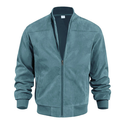 Herren Bomberjacke Kunstleder Schwarz Modern