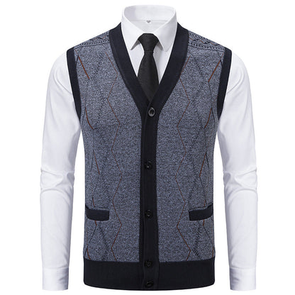 Herren Strickweste Modern mit Muster und Taschen