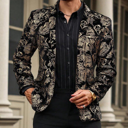 Herren Blazer Samt Elegant Floral Modern