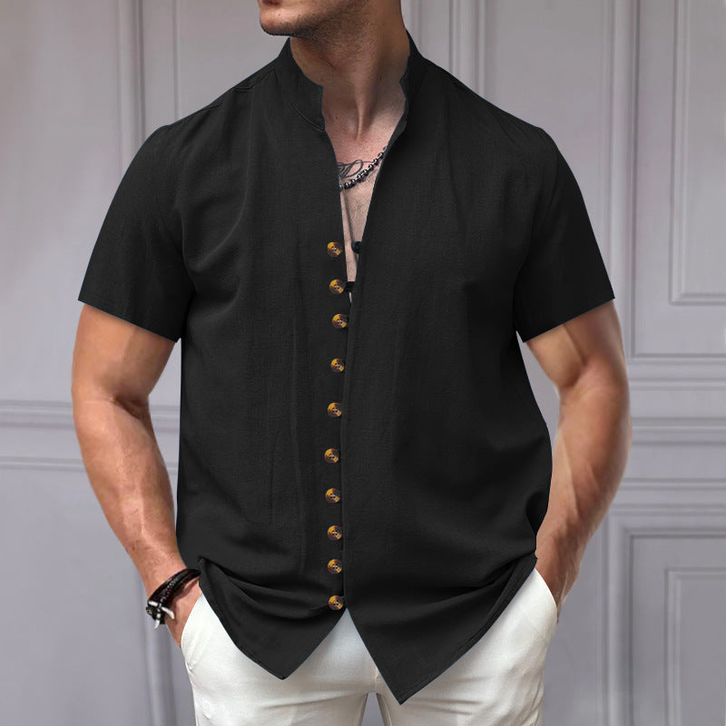 Herren Kurzarmhemd Modern Stehkragen Elegant