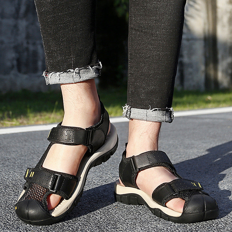 Herren Sandalen bequem rutschfest mit Klettverschluss Sommer