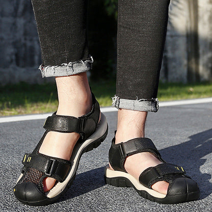 Herren Sandalen bequem rutschfest mit Klettverschluss Sommer