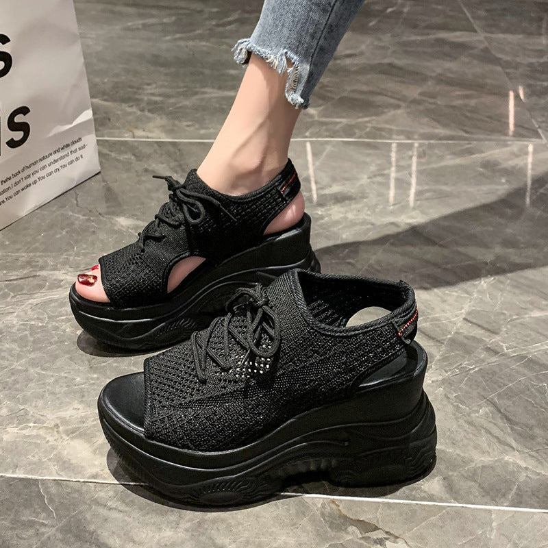Damen Plateausandalen Sportlich Atmungsaktiv Komfort
