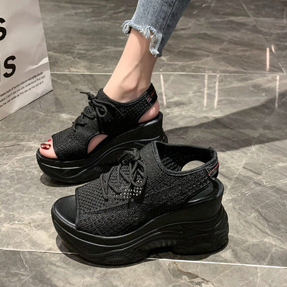 Damen Plateausandalen Sportlich Atmungsaktiv Komfort