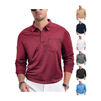 Herren Polohemd Modern Struktur Design mit Brusttasche