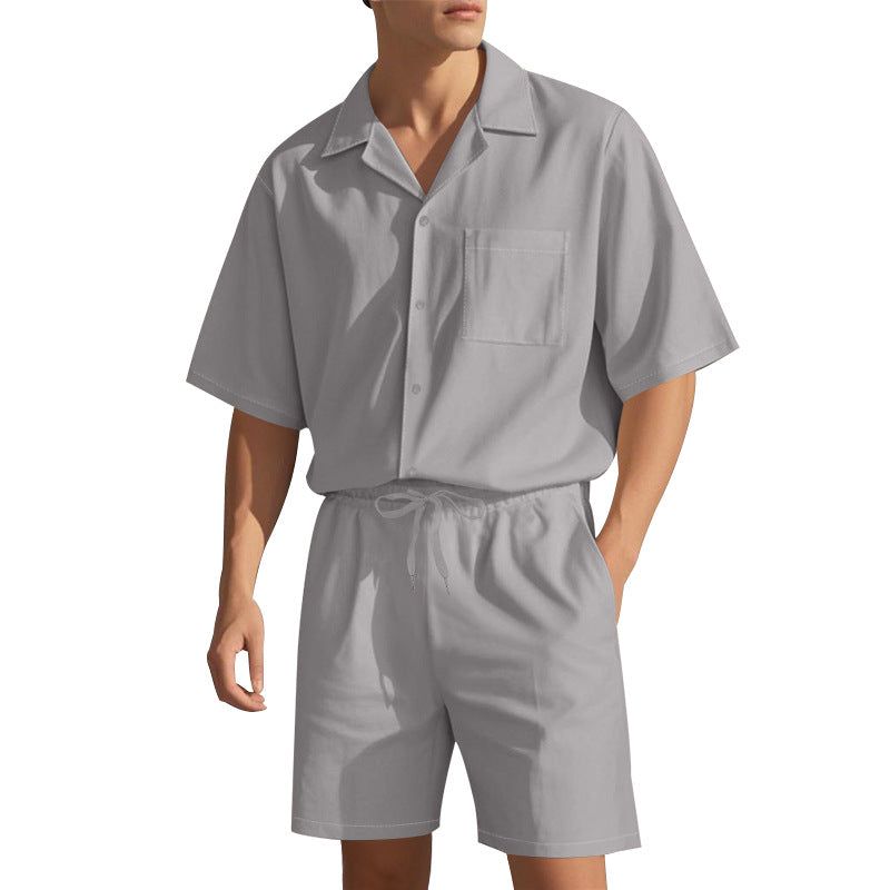 Herren Sommer Set Kurzarmhemd Shorts Modern Komfortabel