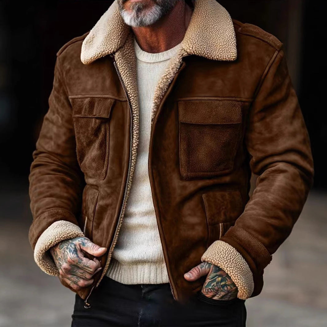 Lederjacke Herren Elegant Warm gefüttert