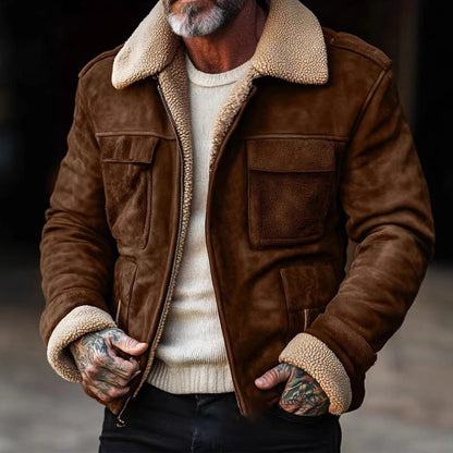 Lederjacke Herren Elegant Warm gefüttert