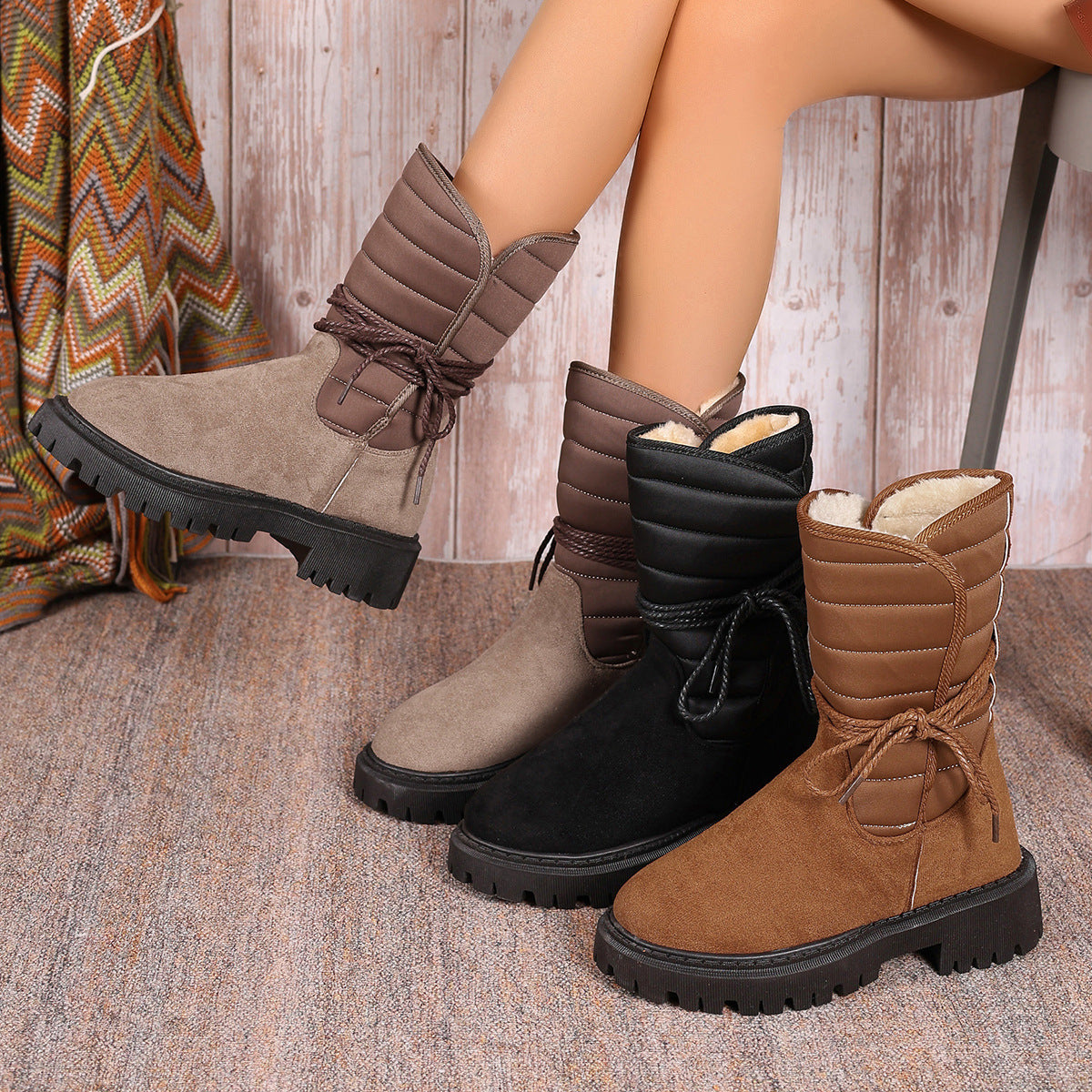 Damen Stiefel Gefüttert Schnürstiefel Rutschfest Winter - BerlinGlamour