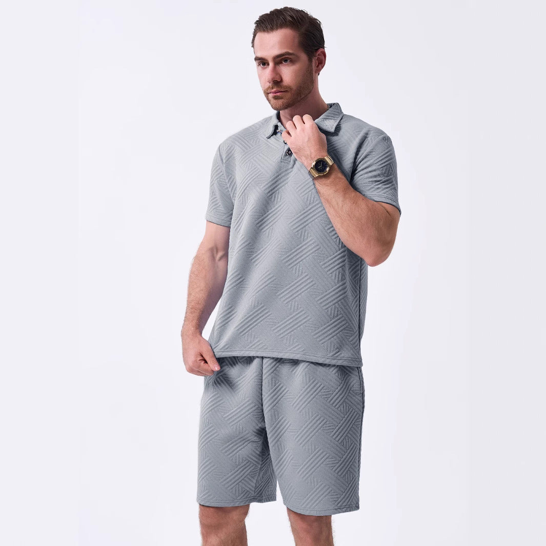 Herren Sportset mit Struktur Oberteil und Shorts