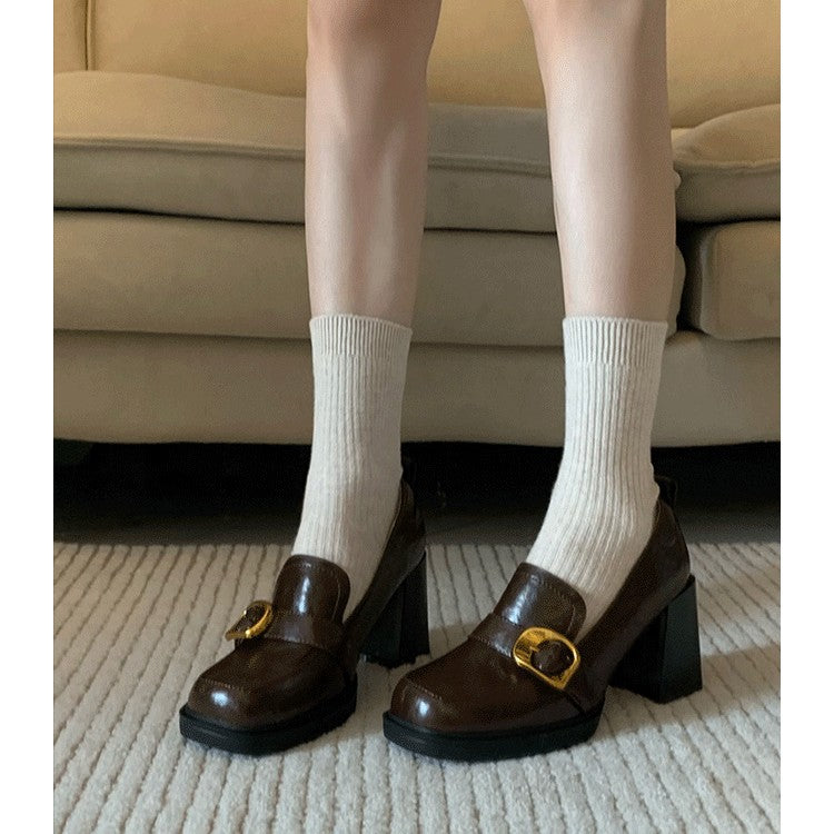 Damen Plateaupumps Hoch Hacken Schick Schnalle