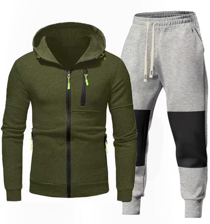 Herren Sportset Hoodie Jogginghose mit Reißverschlusstaschen