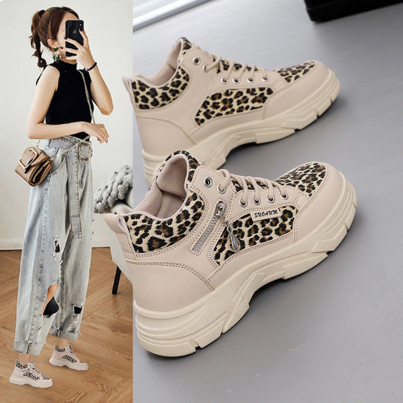 Damen Sneaker High-Top Leopardenmuster Schwarz Trend - BerlinGlamour