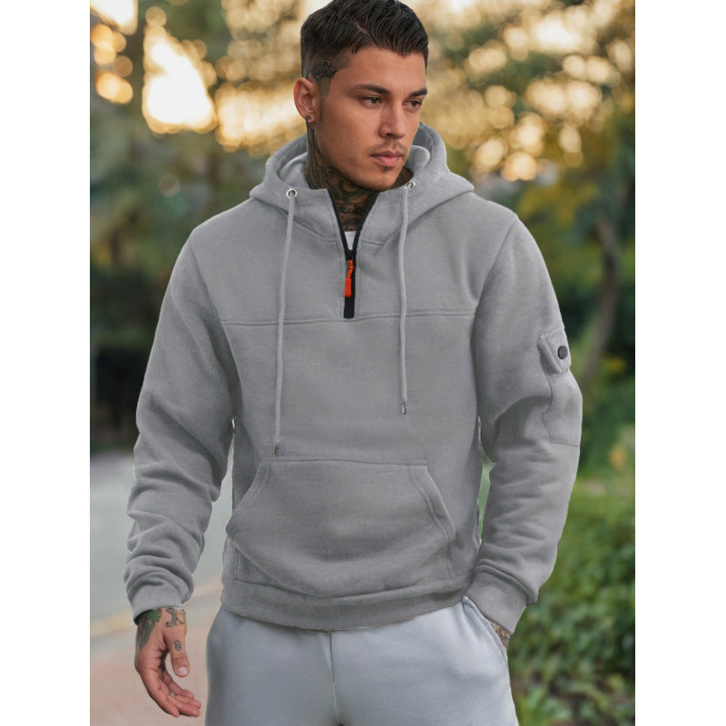 Herren Pullover Kapuzenpullover Funktional mit Taschen Schwarz