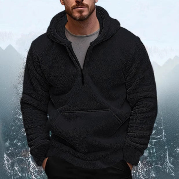 Herren Fleece Pullover Kapuzenjacke mit Kängurutasche Warm
