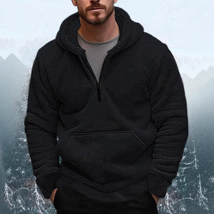 Herren Fleece Pullover Kapuzenjacke mit Kängurutasche Warm