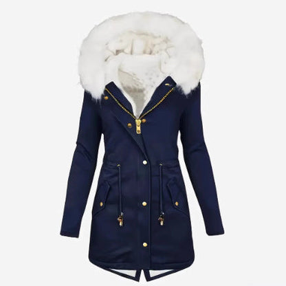 Damen Winterjacke Gefüttert Warm mit Abnehmbarer Kapuze