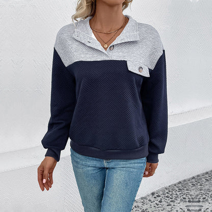 Damen Sweatpullover Lässig Strukturiert Mit Knöpfen