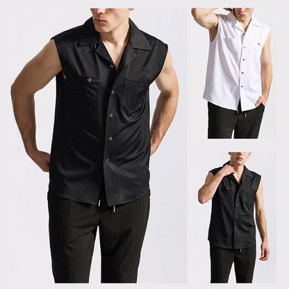 Herren Tanktop Hemd Modern mit Taschen Sportlich