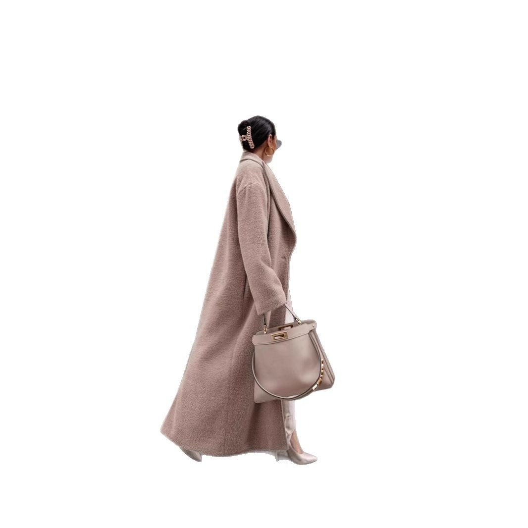Damen Wollmantel Slim Fit Elegant Lang