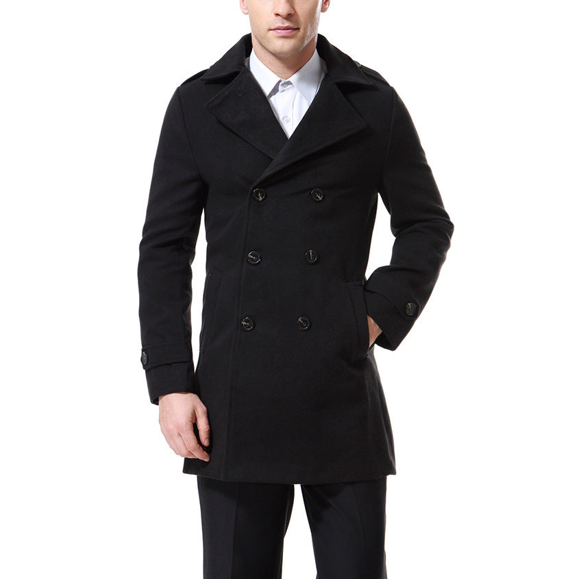 Herren Trenchcoat Modern mit Knopfleiste und Taschen