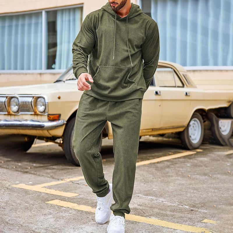Herren Sportanzug Jogginghose Kapuzenpullover Set Grau - BerlinGlamour