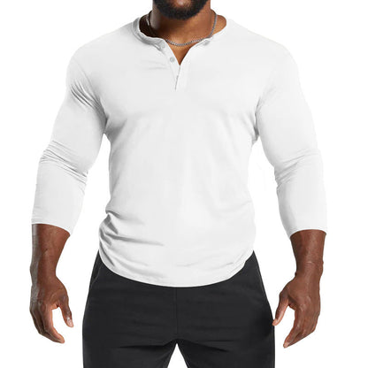 Herren Henley-Shirt Langarm atmungsaktiv Baumwolle Berlin Style