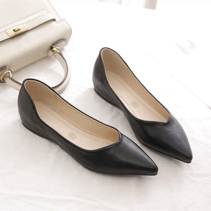 Damen Ballerinas Leder Elegante V-Ausschnitt Schuhe