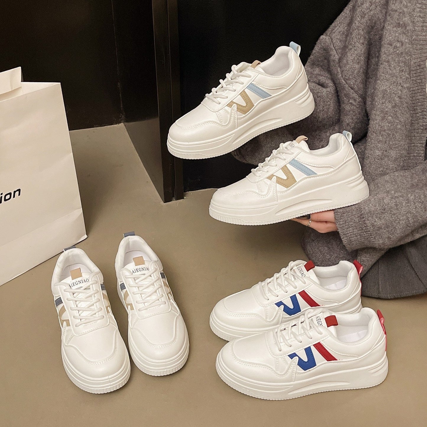 Damen Sneaker Hoch Plattform Orthopädisch Bequem