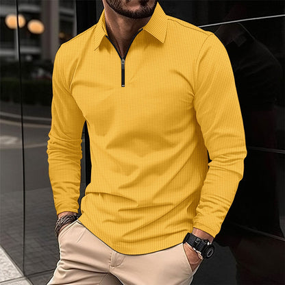 Herren Langarmshirt Elegant Reißverschluss Strukturiert Modern