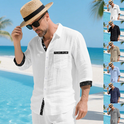 Modisches Leinenhemd Herren mit Kontrastkragen Elegantes Design - BerlinGlamour