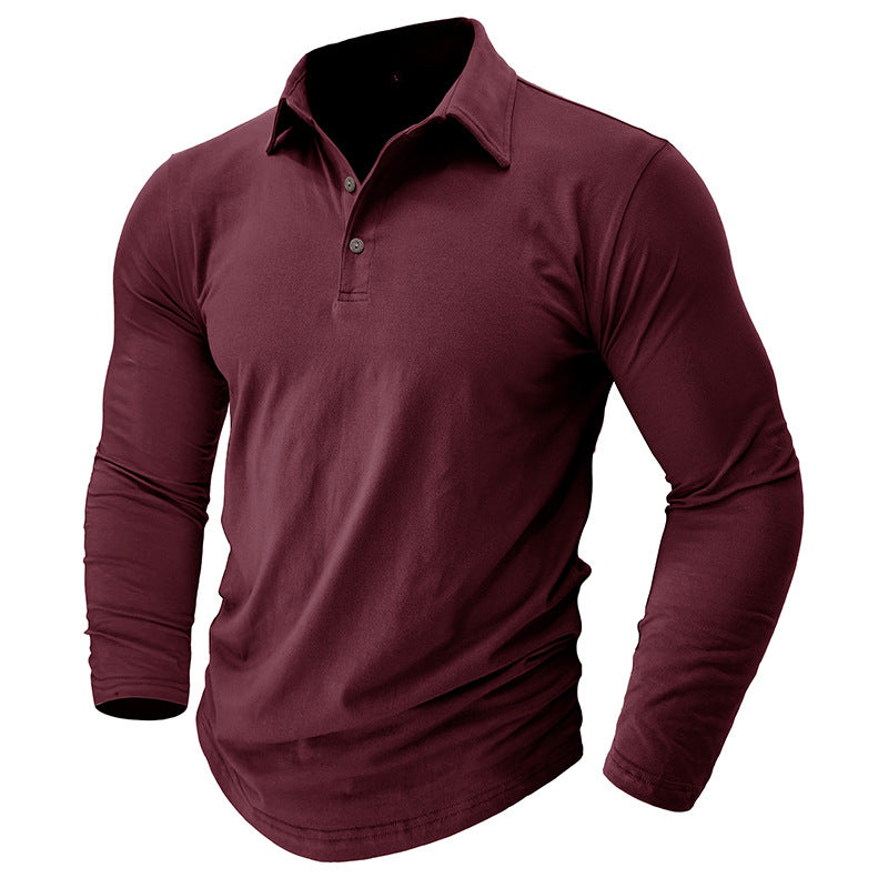 Herren Poloshirt Langarm Elegant Hochwertig Baumwolle