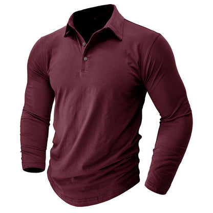 Herren Poloshirt Langarm Elegant Hochwertig Baumwolle