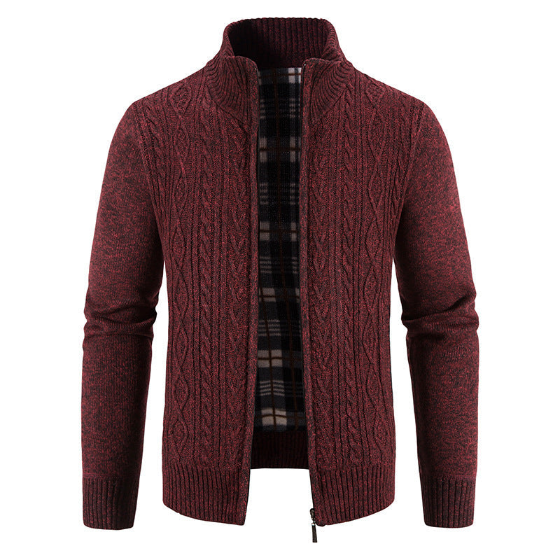 Herren Strickjacke Struktur Optik Hochkragen Modern