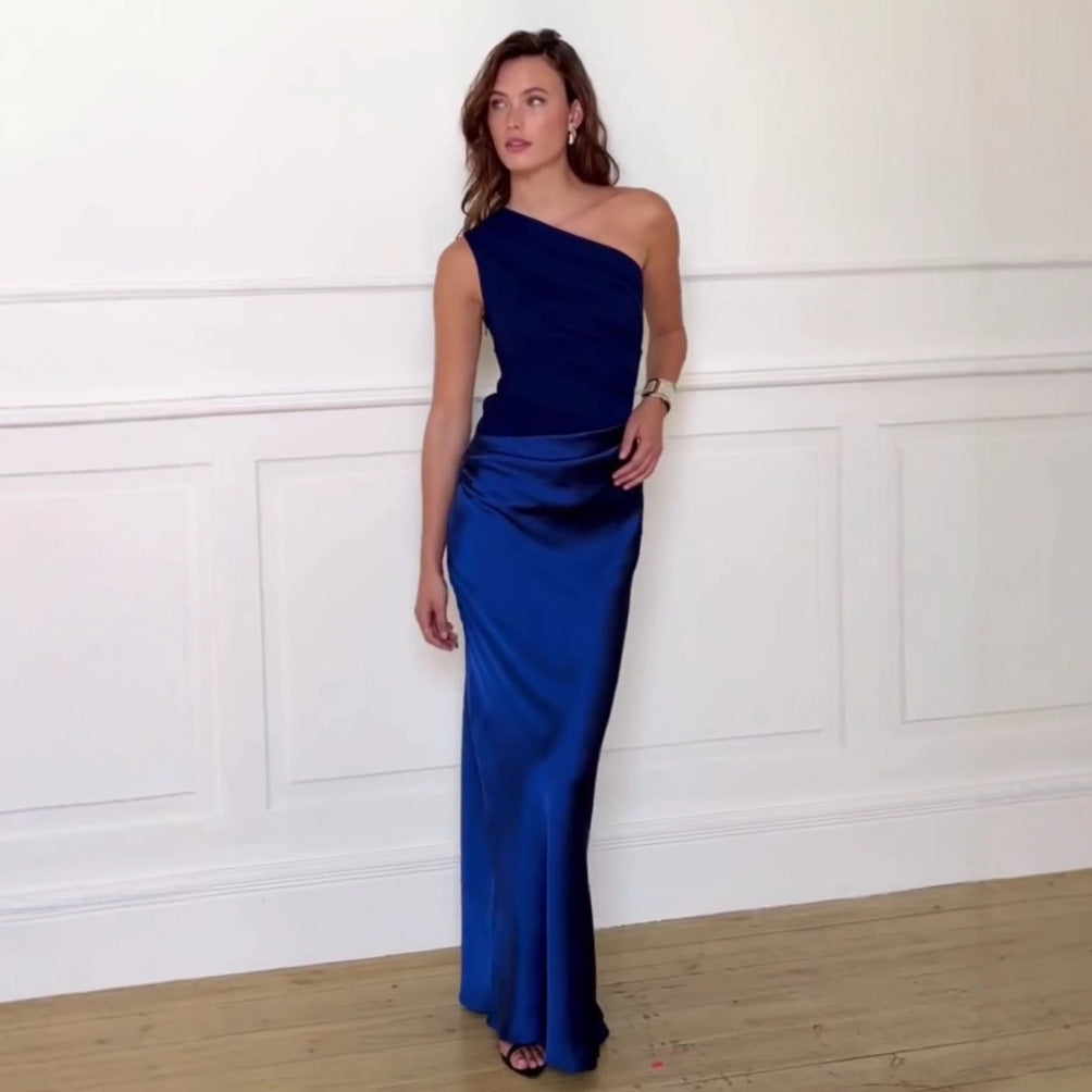 Elegantes Frauen Maxikleid One Shoulder Lang